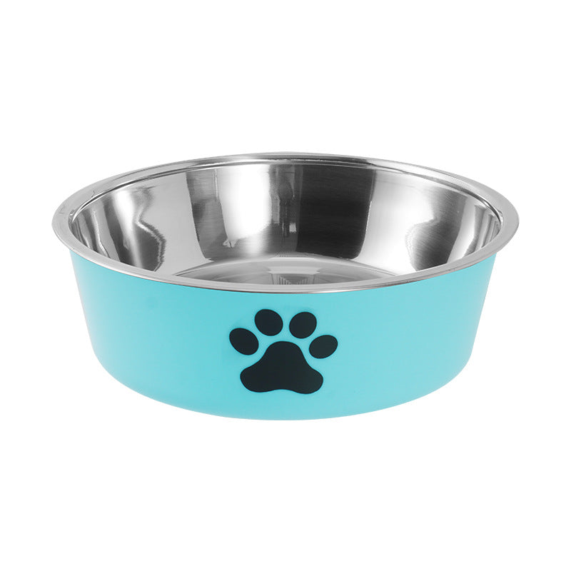 Non-Slip Stainless Steel Paw Print Pet Bowl