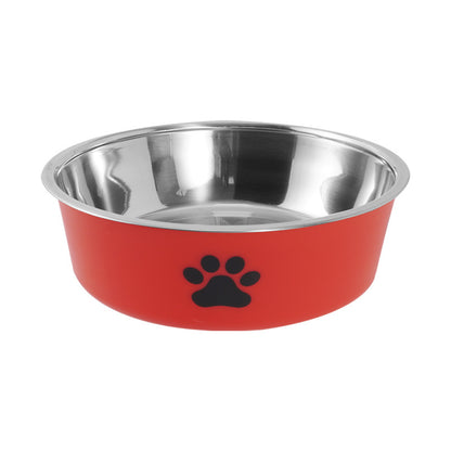 Non-Slip Stainless Steel Paw Print Pet Bowl