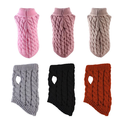 Chunky Cable Knit Dog Sweater & Winter Turtleneck