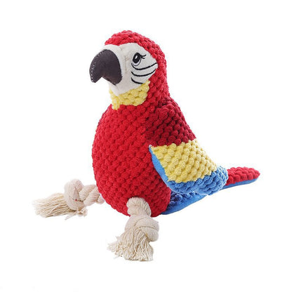 ThePetzStore™ Interactive Squeaky Parrot Plush & Rope Dog Toy