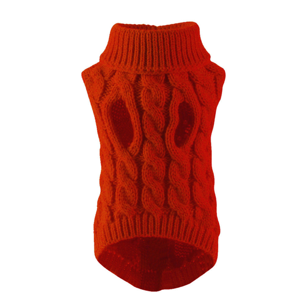 Chunky Cable Knit Dog Sweater & Winter Turtleneck