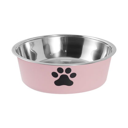Non-Slip Stainless Steel Paw Print Pet Bowl