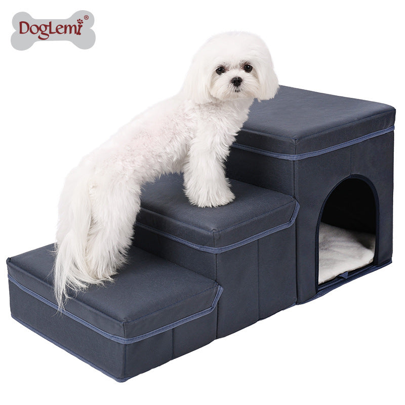 ThePetzStore™ 3-in-1 Foldable Pet Stairs & Cozy Condo Bed