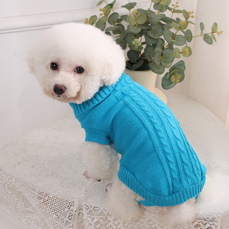 Classic Cable Knit Turtleneck Pet Sweater | Warm Winter Knitwear