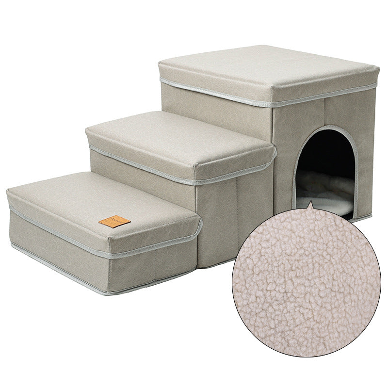 ThePetzStore™ 3-in-1 Foldable Pet Stairs & Cozy Condo Bed