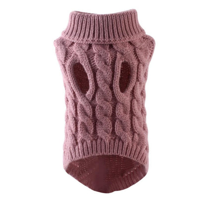 Chunky Cable Knit Dog Sweater & Winter Turtleneck
