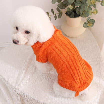 Classic Cable Knit Turtleneck Pet Sweater | Warm Winter Knitwear