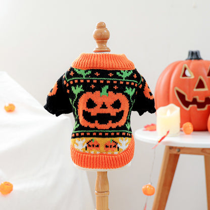 Spooky Pumpkin & Festive Knit Dog Sweater