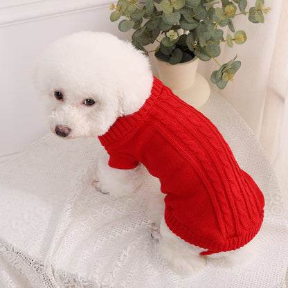 Classic Cable Knit Turtleneck Pet Sweater | Warm Winter Knitwear