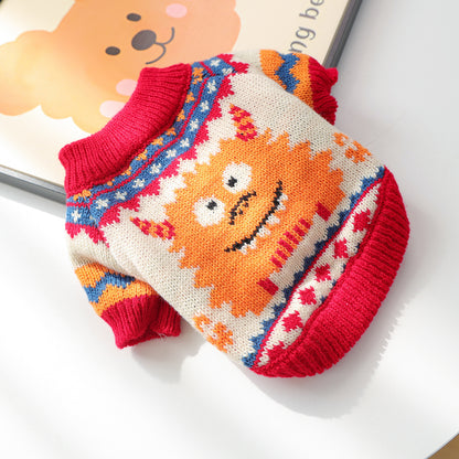 Spooky Pumpkin & Festive Knit Dog Sweater