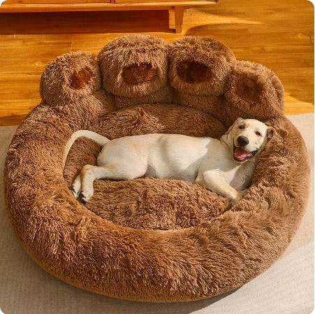 Plush Paw-Shaped Calming Pet Bed