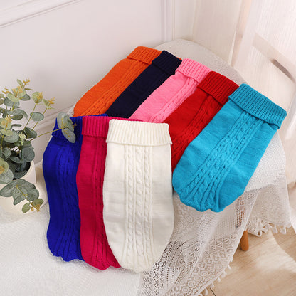 Classic Cable Knit Turtleneck Pet Sweater | Warm Winter Knitwear