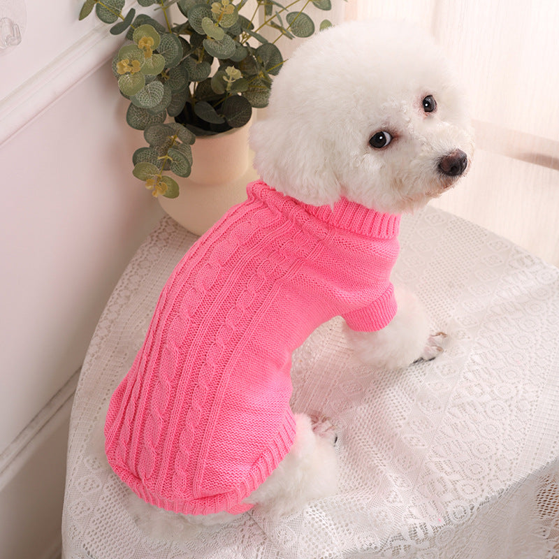 Classic Cable Knit Turtleneck Pet Sweater | Warm Winter Knitwear