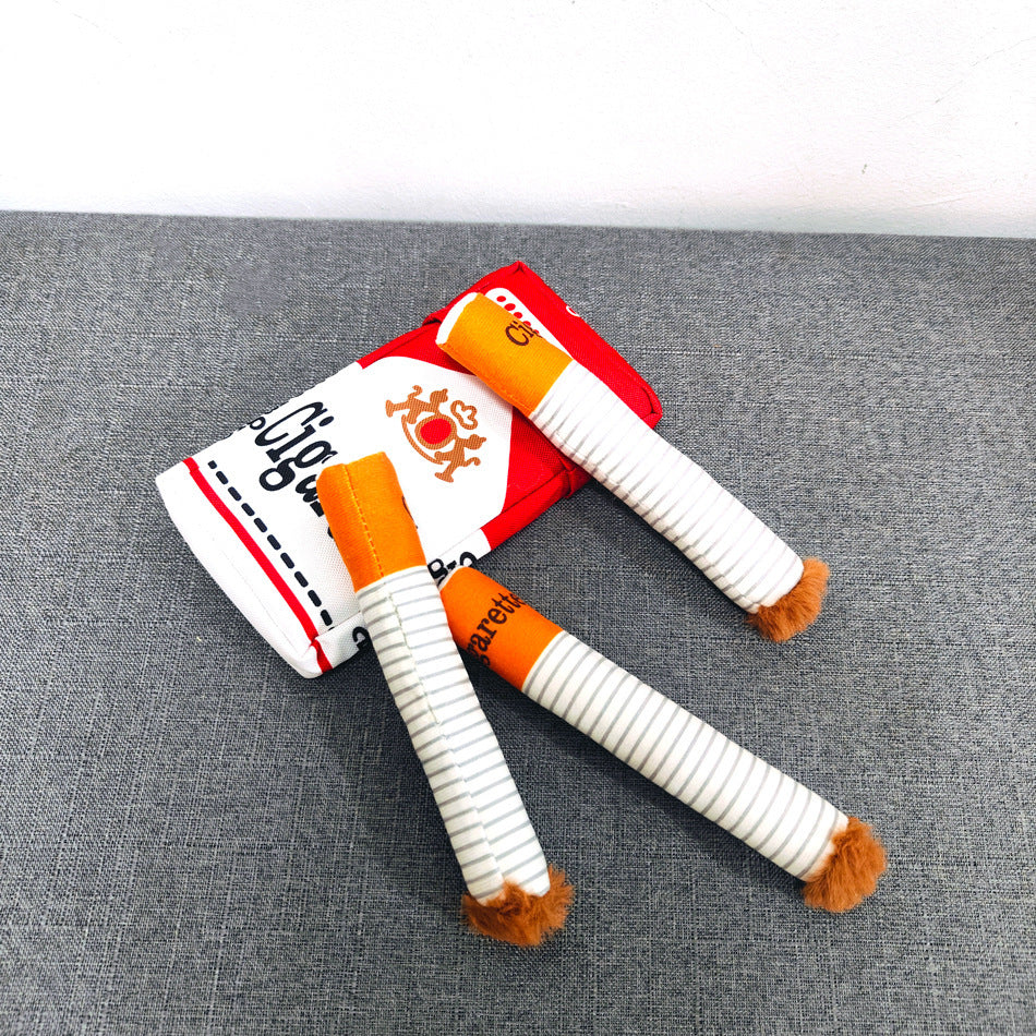 Funny Cigarette Pack Plush Dog Squeak Toy