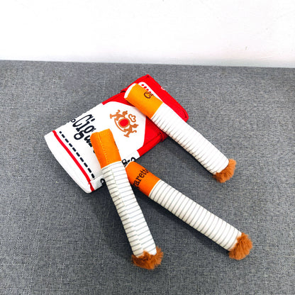 Funny Cigarette Pack Plush Dog Squeak Toy