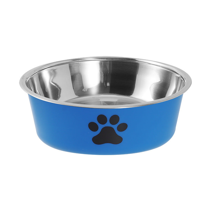 Non-Slip Stainless Steel Paw Print Pet Bowl