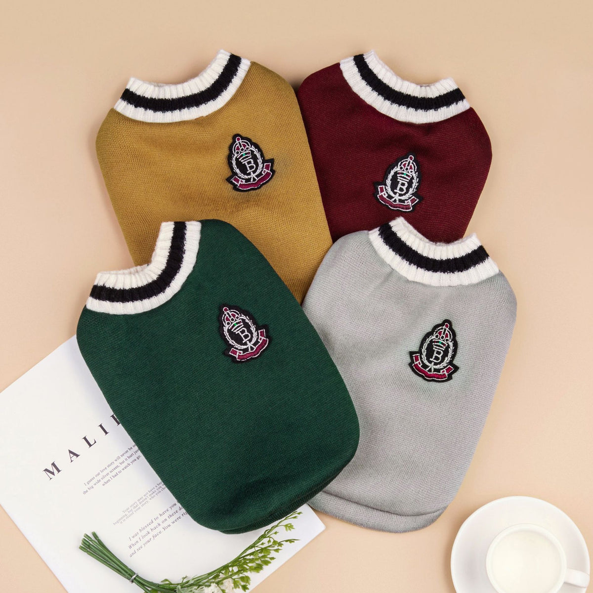 Royal Crest Knitted Dog Sweater