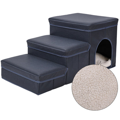 ThePetzStore™ 3-in-1 Foldable Pet Stairs & Cozy Condo Bed