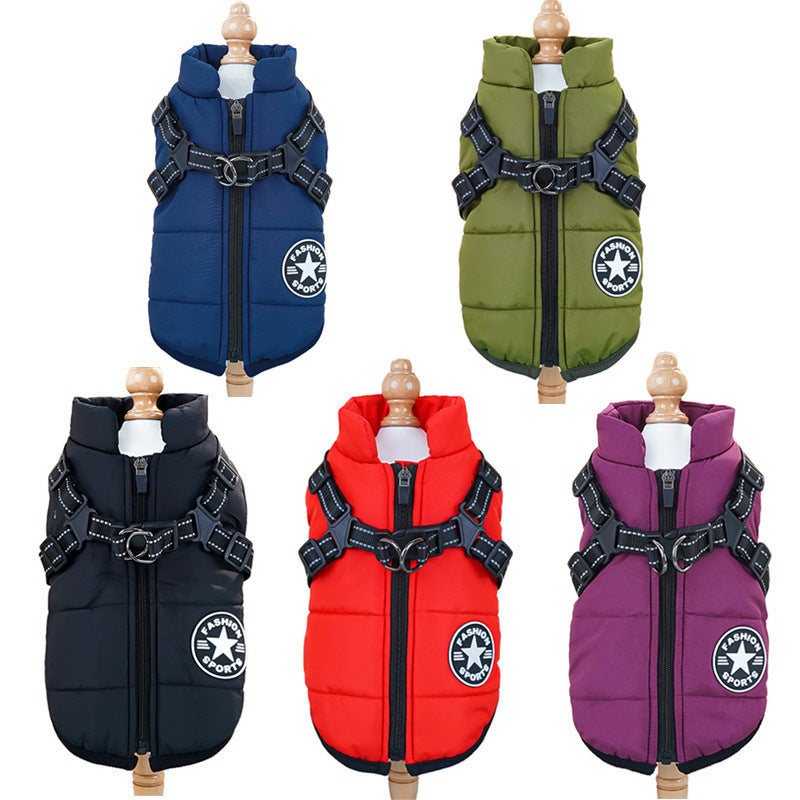 Waterproof Winter Dog Vest with Built-In Harness