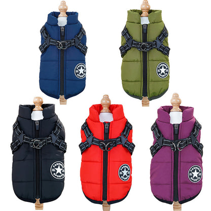 Waterproof Winter Dog Vest with Built-In Harness
