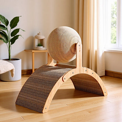 PetzPlay 2-in-1 Rotating Sisal Ball & Arch Cat Scratcher