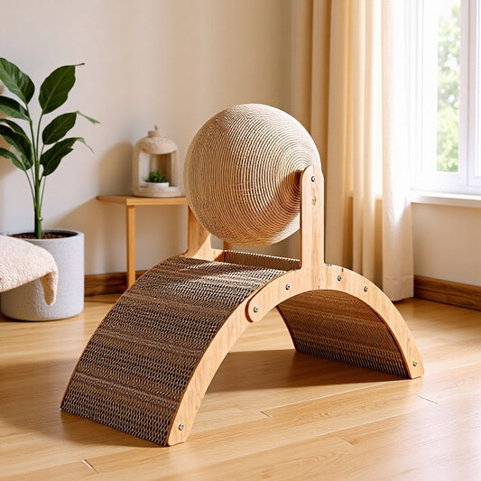 PetzPlay 2-in-1 Rotating Sisal Ball & Arch Cat Scratcher