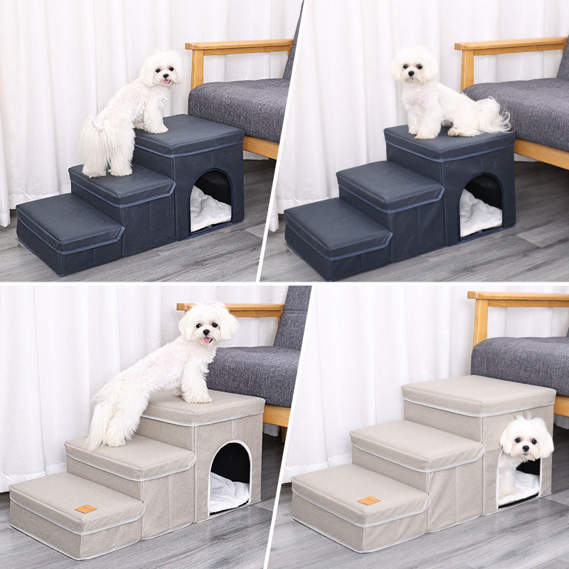 ThePetzStore™ 3-in-1 Foldable Pet Stairs & Cozy Condo Bed