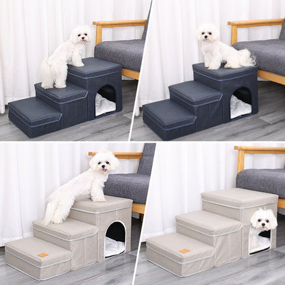 ThePetzStore™ 3-in-1 Foldable Pet Stairs & Cozy Condo Bed