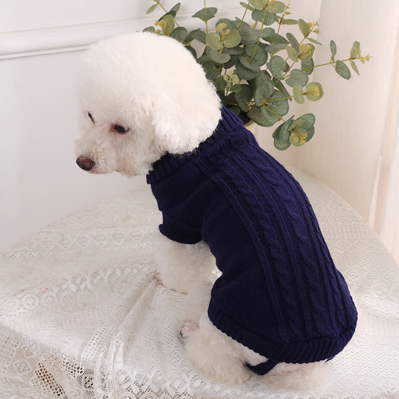 Classic Cable Knit Turtleneck Pet Sweater | Warm Winter Knitwear