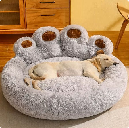 Plush Paw-Shaped Calming Pet Bed
