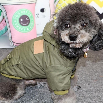 Cargo Winter Dog Jacket with Fur Hood