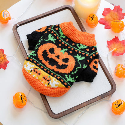 Spooky Pumpkin & Festive Knit Dog Sweater