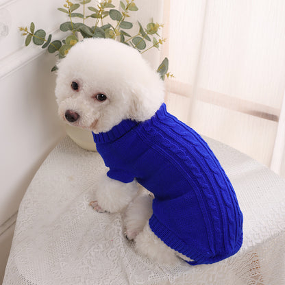 Classic Cable Knit Turtleneck Pet Sweater | Warm Winter Knitwear