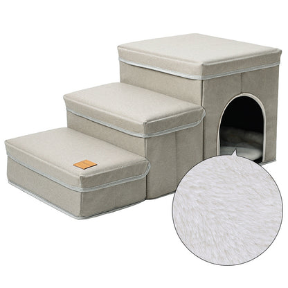 ThePetzStore™ 3-in-1 Foldable Pet Stairs & Cozy Condo Bed