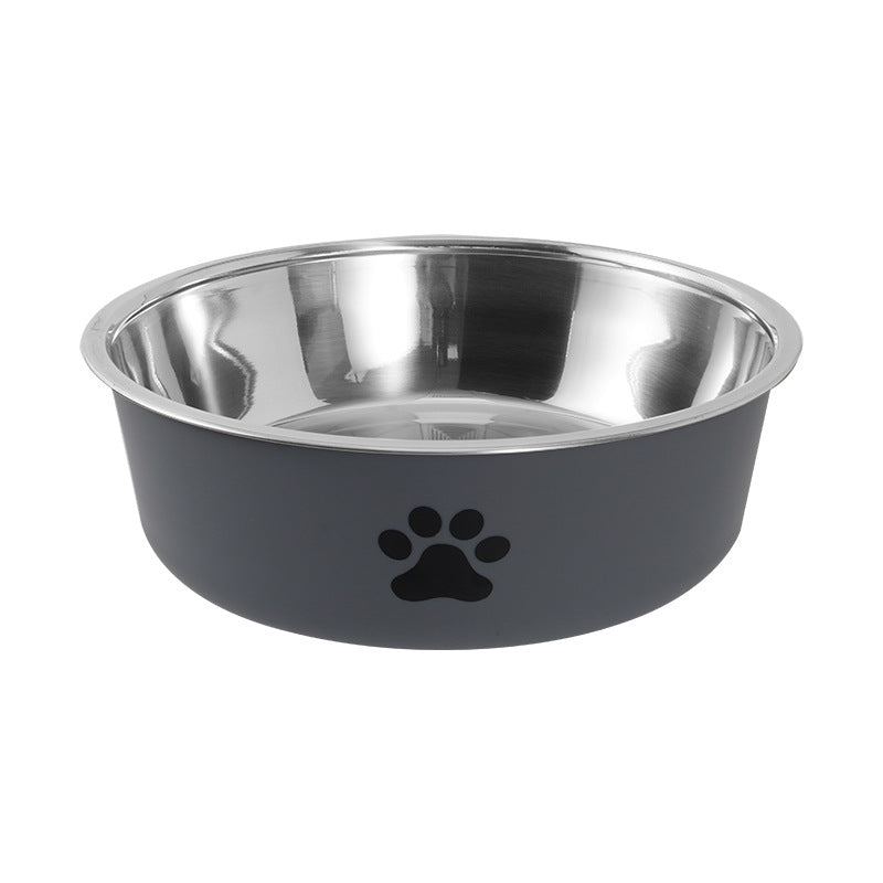 Non-Slip Stainless Steel Paw Print Pet Bowl