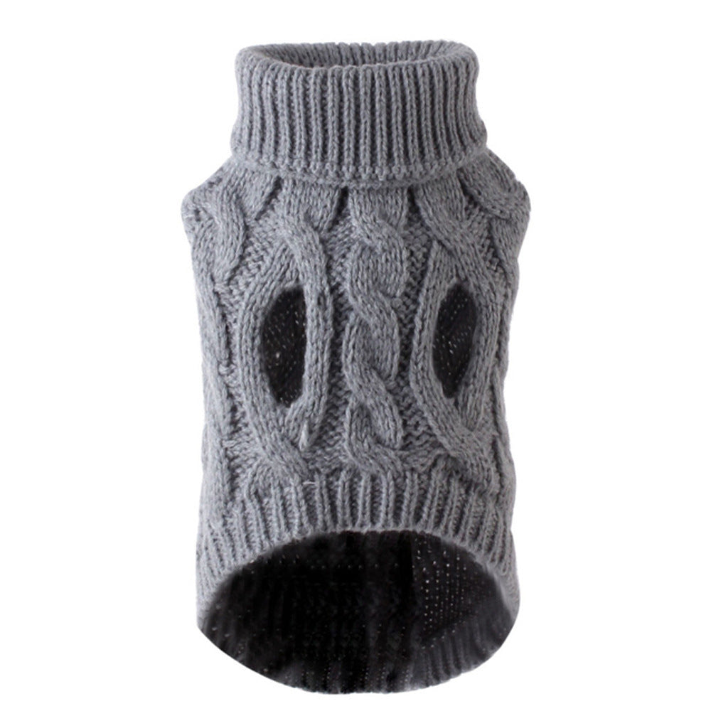 Chunky Cable Knit Dog Sweater & Winter Turtleneck