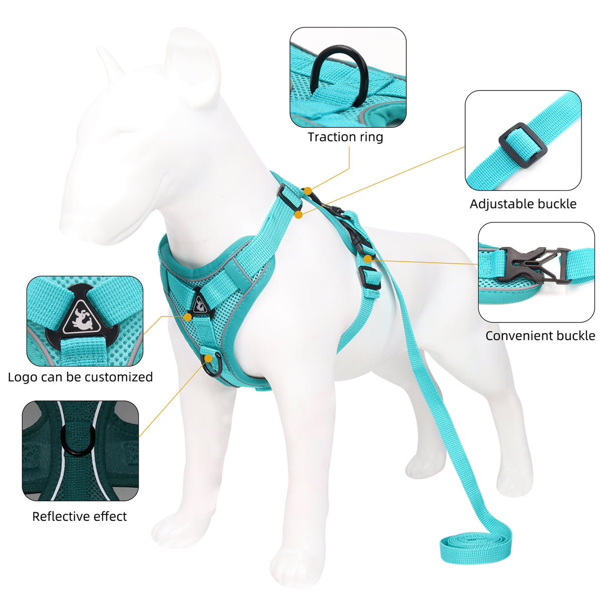 No-Pull Breathable Mesh Dog Harness & Leash Set