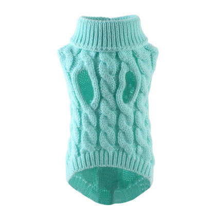 Chunky Cable Knit Dog Sweater & Winter Turtleneck