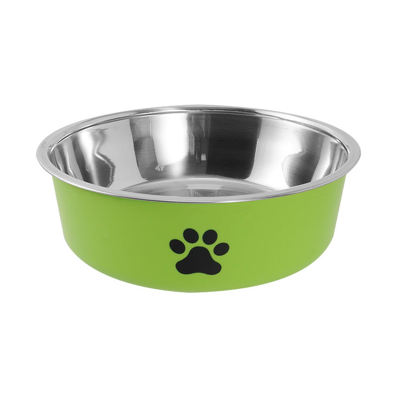 Non-Slip Stainless Steel Paw Print Pet Bowl