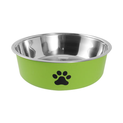 Non-Slip Stainless Steel Paw Print Pet Bowl