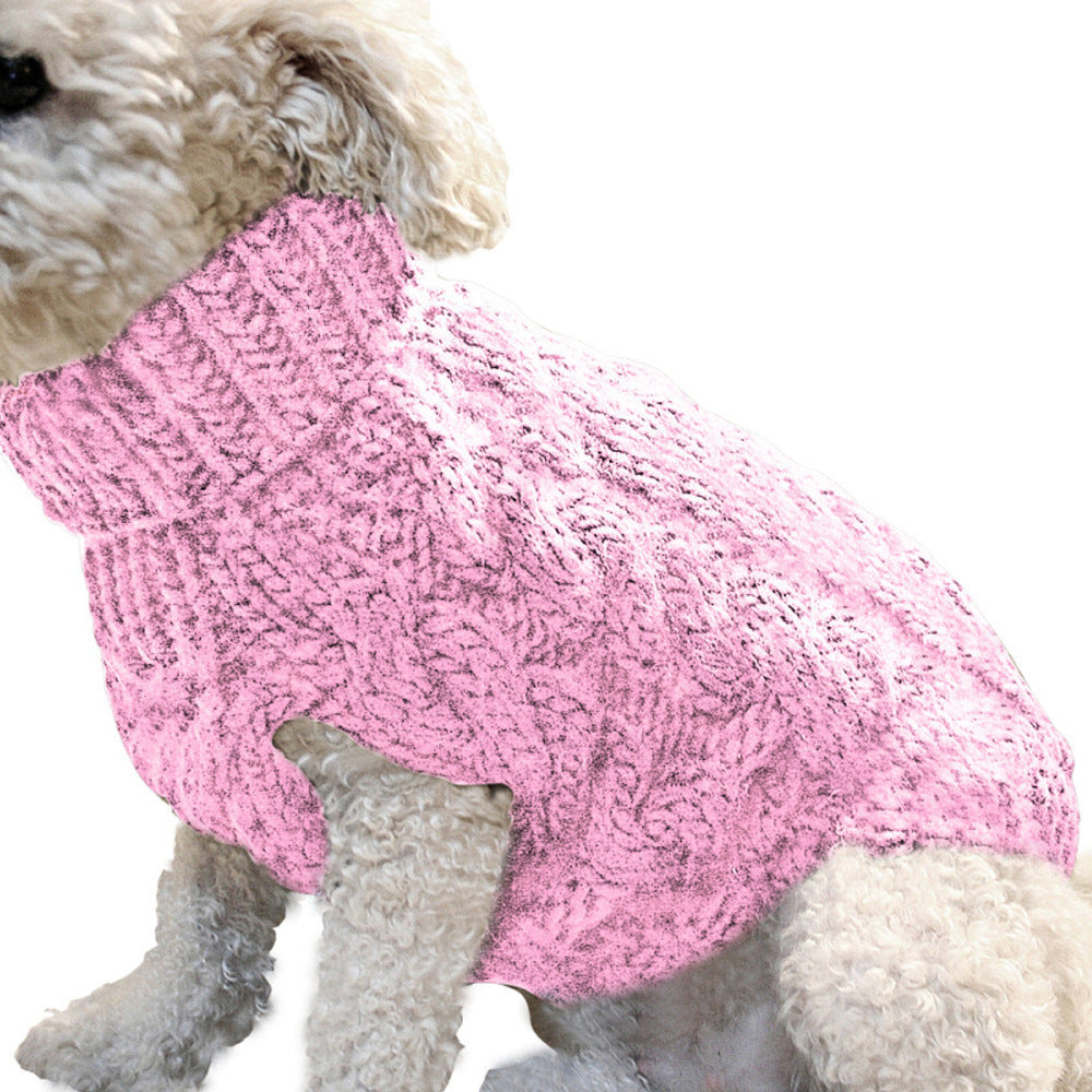 Chunky Cable Knit Dog Sweater & Winter Turtleneck