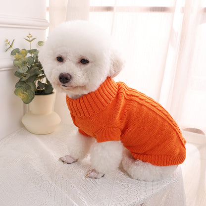 Classic Cable Knit Turtleneck Pet Sweater | Warm Winter Knitwear