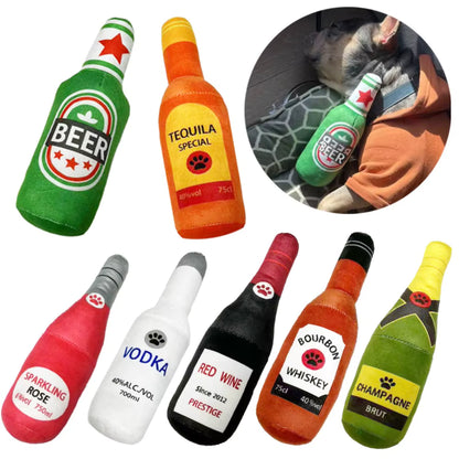 ThePetzStore™ Squeaky Plush Bottle Dog Toy