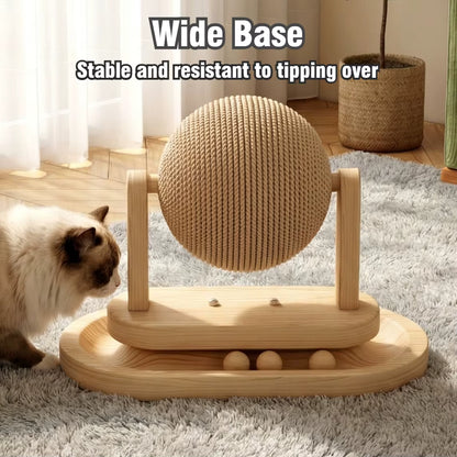 PetzSpin 2-in-1 Wooden Cat Scratching Ball & Track Toy