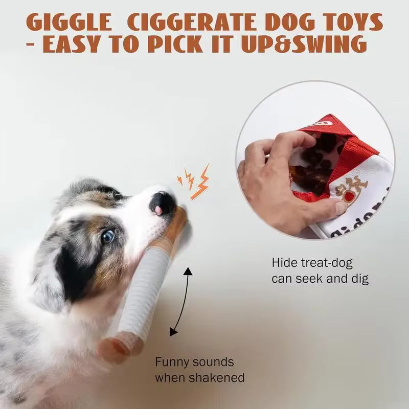 Funny Cigarette Pack Plush Dog Squeak Toy
