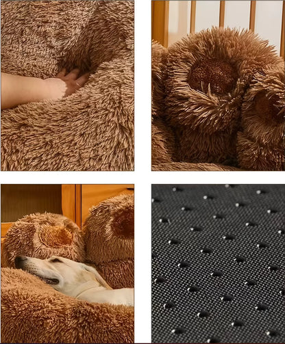 Plush Paw-Shaped Calming Pet Bed