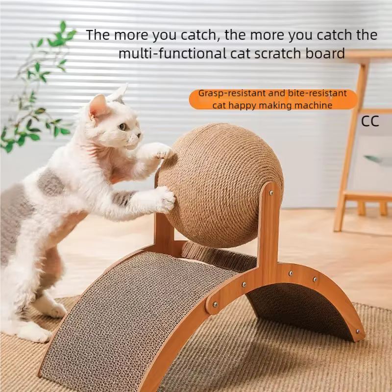PetzPlay 2-in-1 Rotating Sisal Ball & Arch Cat Scratcher