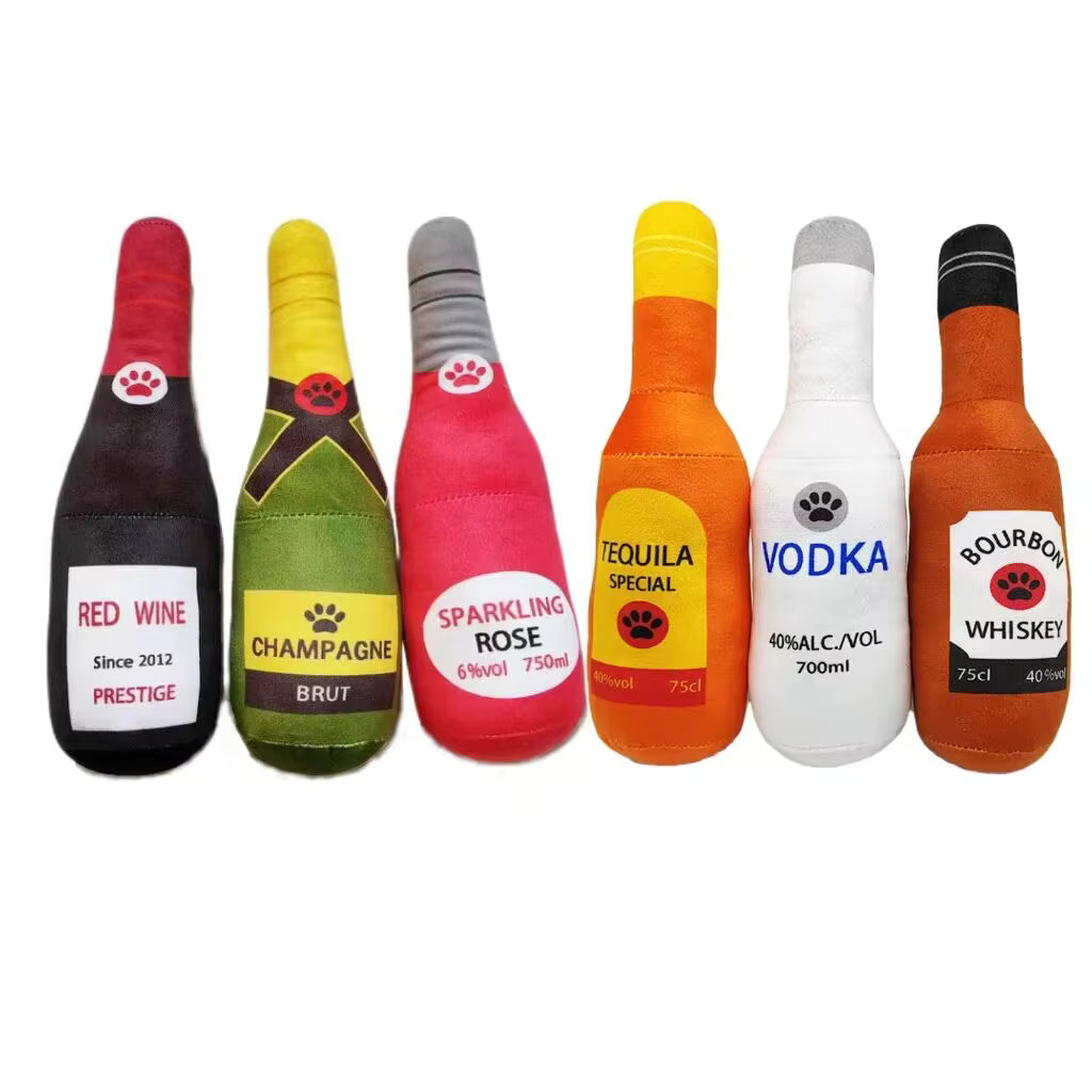 ThePetzStore™ Squeaky Plush Bottle Dog Toy