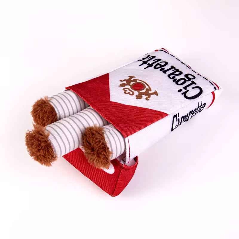 Funny Cigarette Pack Plush Dog Squeak Toy