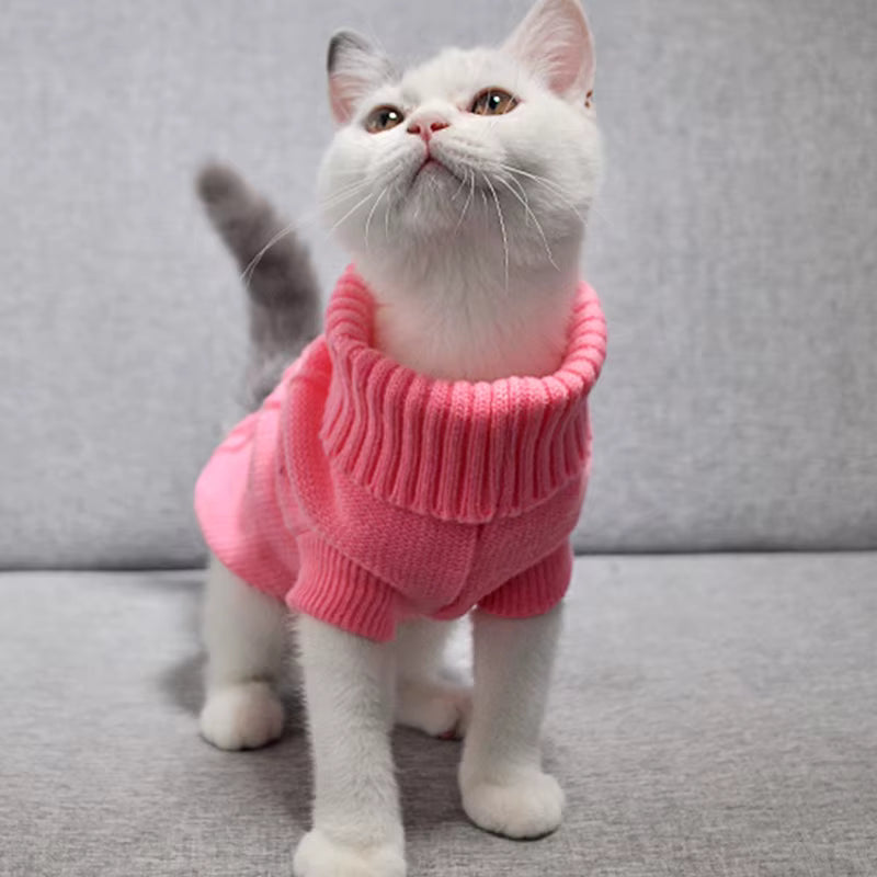 Classic Cable Knit Turtleneck Pet Sweater | Warm Winter Knitwear